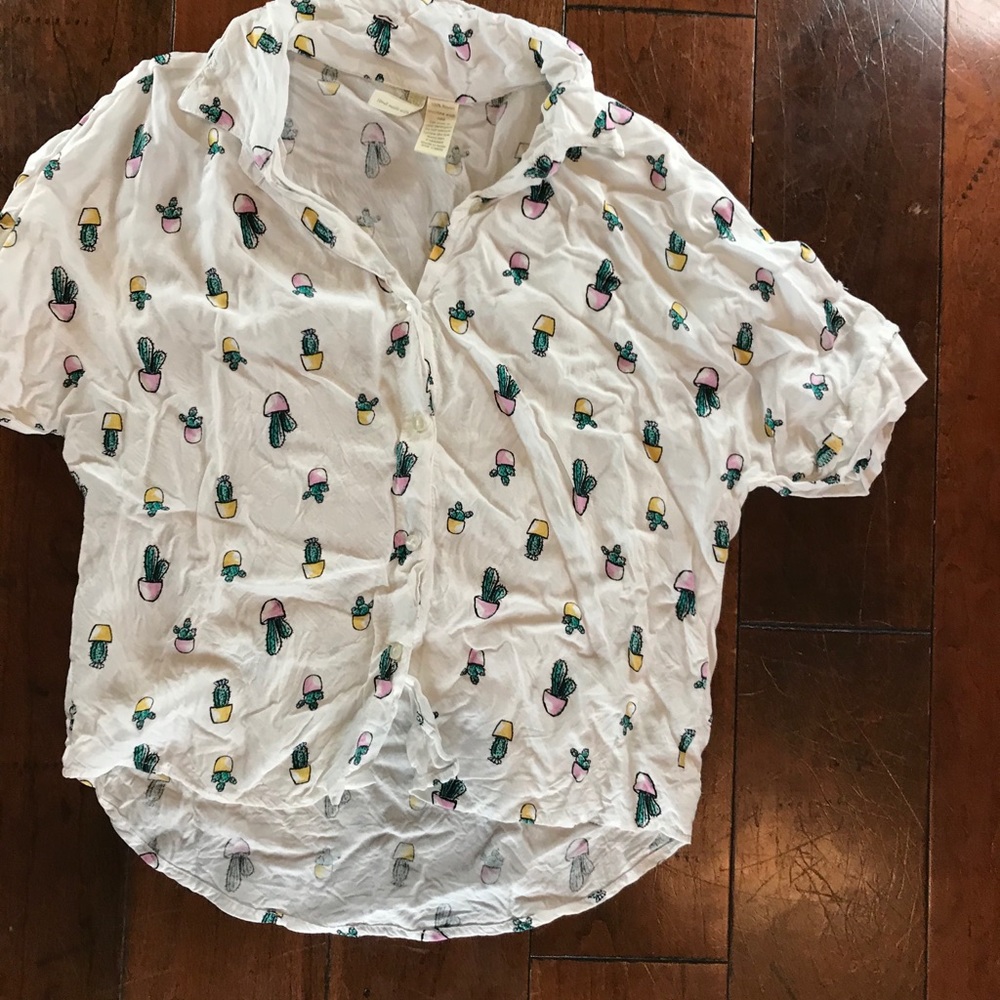 Cactus patterned button down shirt